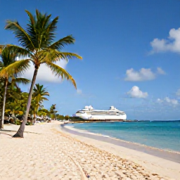 Caribbean Holidays, Barbados Cruises, Golden sandy beach in Barbados with palm trees, calm turquoise sea and relaxed holiday atmosphere