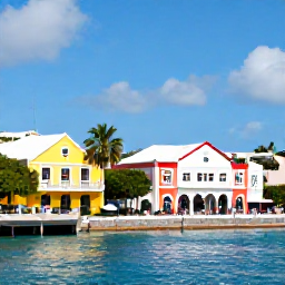 Caribbean Holidays, Barbados Cruises July, Colourful Bridgetown waterfront with historic buildings, palm trees and visitors exploring on a sunny July day