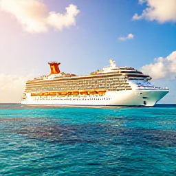 Caribbean Holidays, Barbados Cruises, Luxury cruise ship sailing past the turquoise coastline of Barbados in warm August sunshine