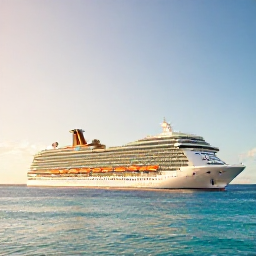 Caribbean Holidays, Barbados Cruises October, A modern cruise ship sailing beside the turquoise coastline of Barbados in warm October sunshine
