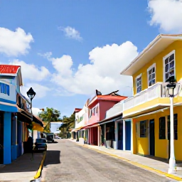 Caribbean Holidays, Barbados Culture Holidays, Colourful Bridgetown street scene with historic buildings, local shops and Caribbean sunshine