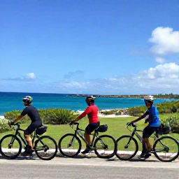Caribbean Holidays, Barbados Cycling Holidays, Small group of touring cyclists stopping beside a scenic Barbados viewpoint overlooking the Caribbean Sea