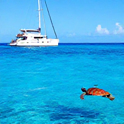 Caribbean Holidays, Barbados December Tours, Catamaran cruise off the coast of Barbados with guests snorkelling near sea turtles in clear blue water