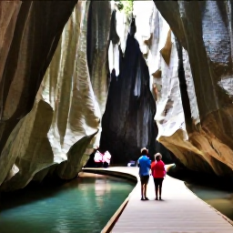 Caribbean Holidays, Barbados Family Holidays, A family exploring Harrison's Cave in Barbados, with dramatic limestone formations, underground pools and a guided walkway