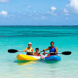 Caribbean Holidays, Barbados Family Holidays, A happy family paddling in the clear turquoise sea on a sunny Barbados beach in December