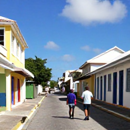 Caribbean Holidays, Barbados Family Holidays, Parents and children exploring the colourful streets and waterfront of Bridgetown, Barbados, with historic buildings and local shops