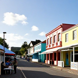 Caribbean Holidays, Barbados February Holidays, Bridgetown Barbados street scene with colourful buildings, local market, historic architecture and visitors exploring in warm sunshine