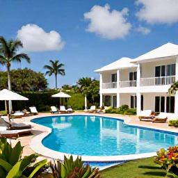 Caribbean Holidays, Barbados February Holidays, Comfortable Barbados resort with tropical gardens, swimming pool and guests enjoying a sunny February afternoon