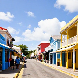 Caribbean Holidays, Barbados February Tours, Colourful Bridgetown street scene in Barbados with historic buildings, local shops and visitors exploring in warm February sunshine
