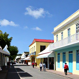 Caribbean Holidays, Barbados February, Visitors walking through historic Bridgetown streets, admiring colonial buildings and lively local shops under clear February sunshine