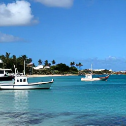 Caribbean Holidays, Barbados Fishing November, A bright November morning at a Barbados fishing harbour, colourful boats, calm turquoise water and palm trees