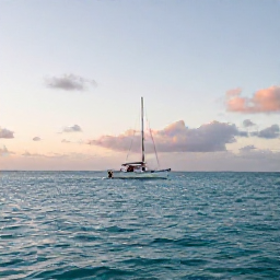 Caribbean Holidays, Barbados Fishing, Sport fishing boat cruising across calm turquoise Caribbean water near Barbados at sunrise