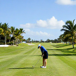 Caribbean Holidays, Barbados Golf Holidays, Golfer preparing to tee off on a beautifully maintained Barbados course with tropical scenery
