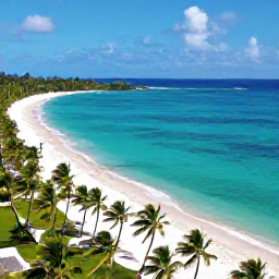 Caribbean Holidays, Barbados Holidays, Aerial view of Barbados coastline with turquoise Caribbean sea, white sandy beach and green palm trees