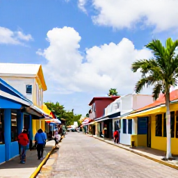 Caribbean Holidays, Barbados Holidays, Historic Bridgetown street in Barbados with colourful buildings, local shops and people exploring
