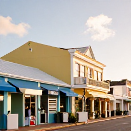 Caribbean Holidays, Barbados Honeymoon July, Newlywed couple exploring historic Bridgetown in Barbados, colourful buildings, local shops and warm afternoon light