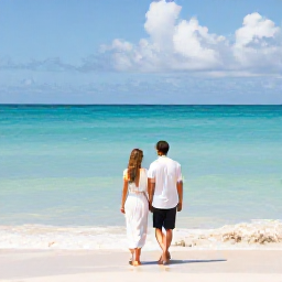 Caribbean Holidays, Barbados Honeymoons, A newlywed couple walking barefoot beside calm turquoise sea on a sunny Barbados beach in June