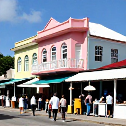 Caribbean Holidays, Barbados Honeymoons, Couple exploring historic Bridgetown in Barbados, pastel buildings, local market details and bright Caribbean sunshine