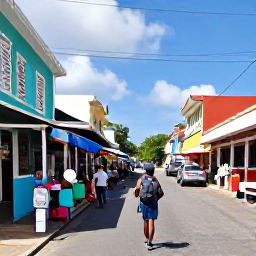 Caribbean Holidays, Barbados in April, A backpacker exploring Bridgetown, Barbados, with colourful buildings, local shops and lively streets under a sunny sky