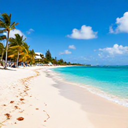 Caribbean Holidays, Barbados in August, A sunny Caribbean beach in Barbados in August, with turquoise water, soft white sand, palm trees and a relaxed holiday atmosphere