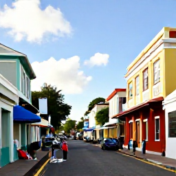 Caribbean Holidays, Barbados in August, Colourful Bridgetown street scene in Barbados with historic buildings, local shops, visitors and warm Caribbean sunshine