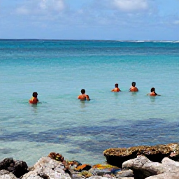 Caribbean Holidays, Barbados in August, Snorkellers swimming over clear shallow water beside a Barbados beach, with colourful fish, coral and a calm tropical sea