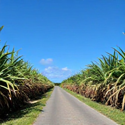 Caribbean Holidays, Barbados in December, A scenic Barbados countryside lane through sugar cane fields under a clear blue sky