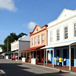 Caribbean Holidays, Barbados in December, Visitors exploring Bridgetown in Barbados, viewing historic colonial buildings, independent shops and a relaxed Caribbean street atmosphere in bright December sunshine