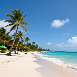 Caribbean Holidays, Barbados in February, A sunny Barbados coastline in February, with turquoise sea, pale sand, palm trees and a relaxed holiday atmosphere