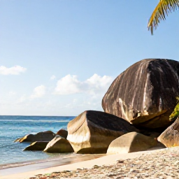 Caribbean Holidays, Barbados in February, Bright February morning at Bathsheba beach in Barbados, with dramatic boulders, swaying palms and calm blue sea