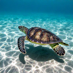 Caribbean Holidays, Barbados in January, A sea turtle swimming in clear shallow Caribbean water near a Barbados beach, with sunlight rippling across the seabed