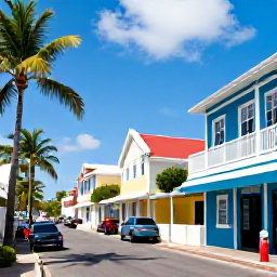 Caribbean Holidays, Barbados in June, Visitors exploring historic Bridgetown, Barbados, with colourful buildings, palm trees and a sunny Caribbean street scene