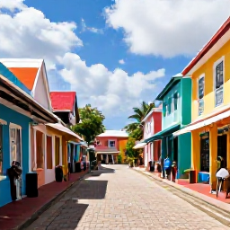 Caribbean Holidays, Barbados in May, Colourful Bridgetown street scene in Barbados with historic buildings, local shops and visitors exploring in warm sunshine