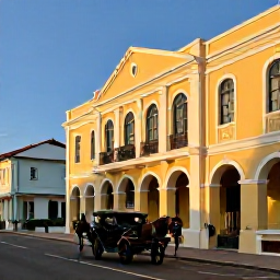 Caribbean Holidays, Barbados in May, Historic Bridgetown, Barbados, with colonial architecture, horse-drawn transport, pedestrians and a warm late-afternoon atmosphere
