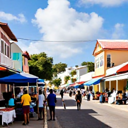 Caribbean Holidays, Barbados in November, A lively Bridgetown street scene in Barbados during November, with colourful buildings, local people, market stalls and warm Caribbean sunshine
