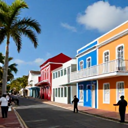 Caribbean Holidays, Barbados in November, Colourful buildings and historic streets in Bridgetown, Barbados, with tropical sunlight, local details and visitors exploring with cameras