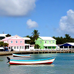 Caribbean Holidays, Barbados in November, Colourful fishing boats and pastel houses in Speightstown, Barbados, bright Caribbean light, waterfront promenade and relaxed local atmosphere