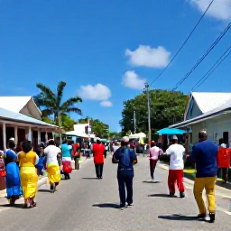 Caribbean Holidays, Barbados in October, Colourful Barbadian cultural celebration with local musicians, dancers, traditional clothing and friendly crowds in a village street