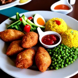 Caribbean Holidays, Barbados in October, Traditional Bajan food on a restaurant table in Barbados, flying fish, fish cakes, macaroni pie, rice and peas and fresh tropical salad