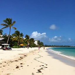 Caribbean Holidays, Barbados in September, A quiet Barbados beach in September with turquoise water, pale sand, palm trees and a few relaxed holidaymakers
