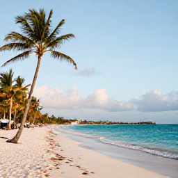 Caribbean Holidays, Barbados Instagram Hotspots, Bright turquoise water, white sand and swaying palm trees at Carlisle Bay in Barbados, photographed in warm morning light