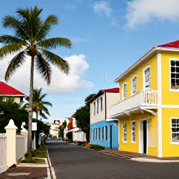 Caribbean Holidays, Barbados Instagram Hotspots, Historic Bridgetown street scene with colourful buildings, palm trees and colonial architecture in Barbados
