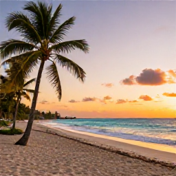 Caribbean Holidays, Barbados Instagram Hotspots, Palm-lined west coast beach at sunset in Barbados, glowing sky, turquoise sea and relaxed holiday atmosphere