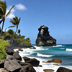 Caribbean Holidays, Barbados Instagram Spots, Bathsheba coastline in Barbados with dramatic rock formations, swaying palms and Atlantic waves under a clear December sky