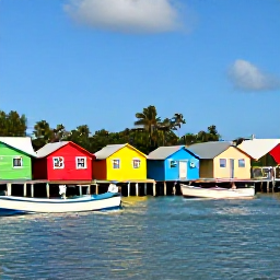 Caribbean Holidays, Barbados Instagram Spots, Colourful beach huts, fishing boats and a lively waterfront at Oistins in Barbados during a sunny October day