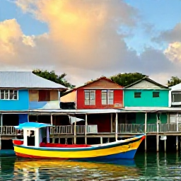 Caribbean Holidays, Barbados Instagram Spots, Colourful fishing boats and weathered wooden buildings at Oistins Fish Market in Barbados near sunset