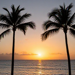 Caribbean Holidays, Barbados Instagram Spots, Golden sunset over the calm Caribbean Sea at a Barbados beach, with palm silhouettes and warm evening light