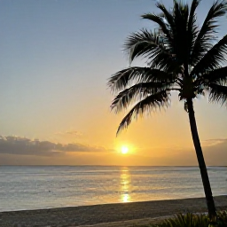 Caribbean Holidays, Barbados Instagram Spots, Golden sunset over the west coast of Barbados, with calm Caribbean water, silhouetted palms and a relaxed beach scene