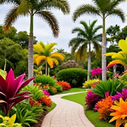 Caribbean Holidays, Barbados Instagram Spots, Lush tropical garden with tall palms, vivid foliage and winding paths at Hunte's Gardens, Barbados, in October
