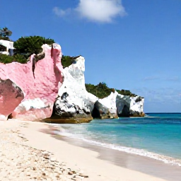 Caribbean Holidays, Barbados Instagram Spots, Pink and white limestone cliffs and a quiet sandy cove at Crane Beach in Barbados, photographed in clear July sunshine